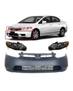 Bumper Cover & Hl Set for Honda Civic 2006-2008