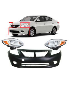 Bumper Cover & Hl Set for Nissan Versa 2012-2014