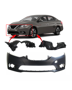 Bumper Cover & Fender Liner Kit for Nissan Sentra 2016-2019